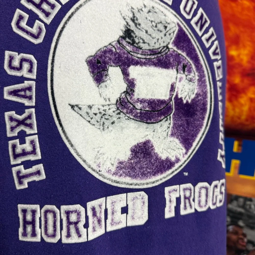 Vintage 90s Texas Christian University TCU Horned Frogs NCAA Crewneck Sz XL - Picture 3 of 6